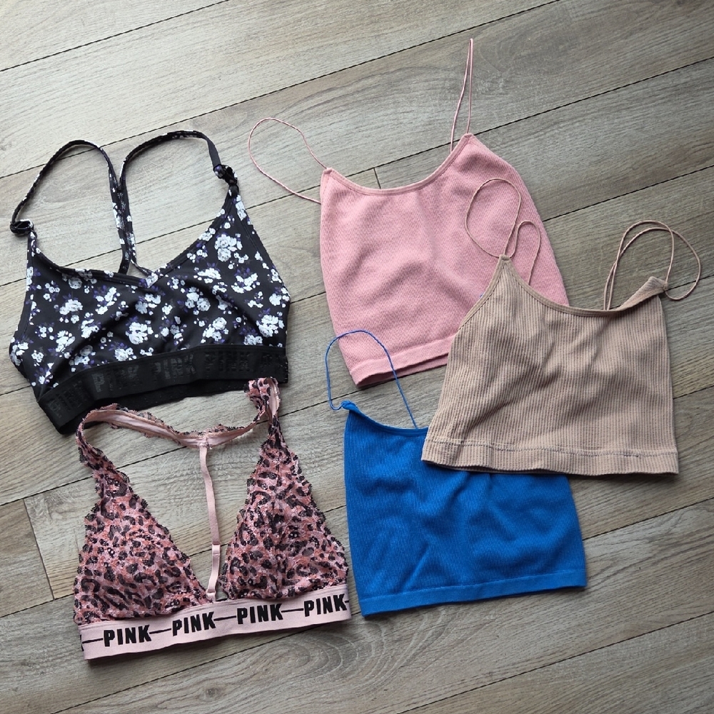 Victoria's Secret Floral and Solid Bras - Black, Pink, Blue, Tan Small
